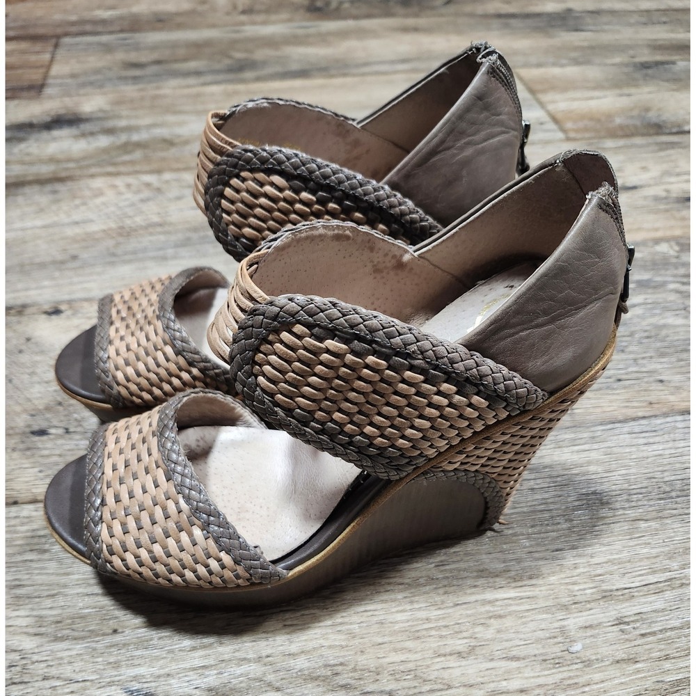 House Of Harlow 1960 Open Toe Platform Wedge Sandals 38.5 Basket Weave 8 - 8.5